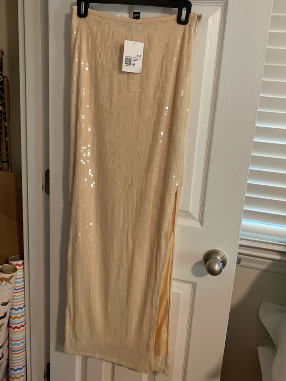 Forever 21 Champagne Sequin Maxi Skirt with Side Slit